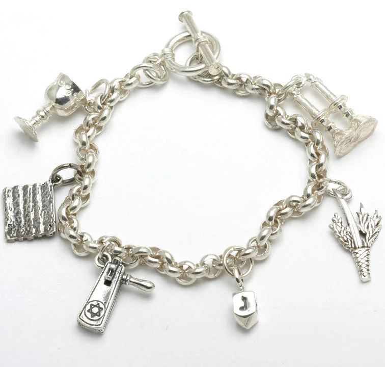 minimalistic bracelets for women -Sterling Silver Holiday Charm Bracelet