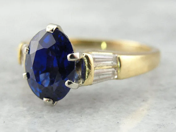 unique custom engagement rings -Modern Sapphire Engagement Ring with Channel Set Diamonds