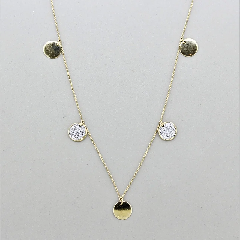 luxury diamond necklaces for women -Long Diamond Gold Disk Necklace, 28 inches