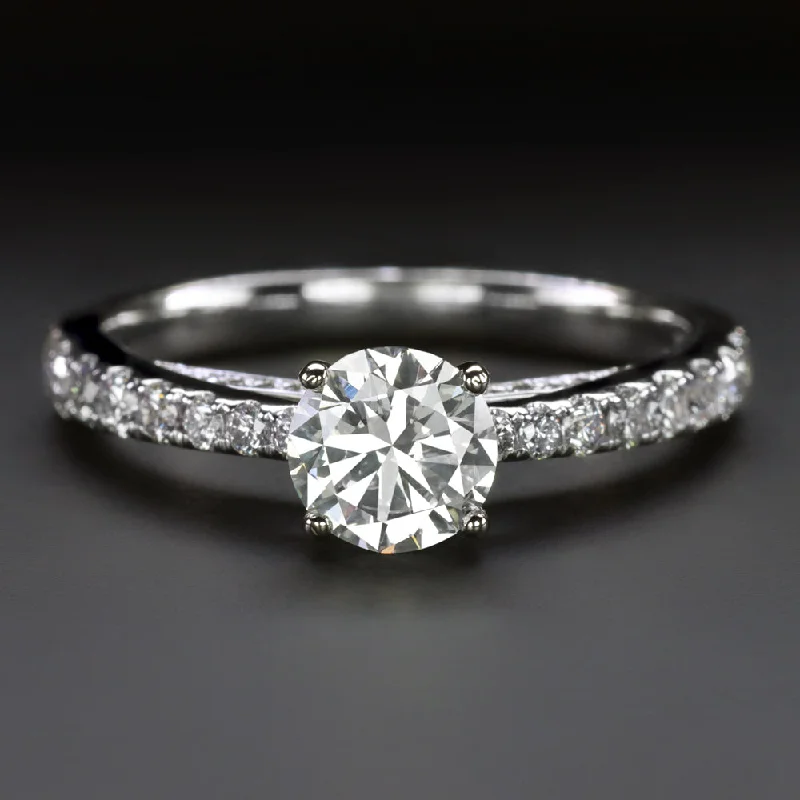 luxury bridal engagement rings -DIAMOND ENGAGEMENT RING 1.33ct EXCELLENT ROUND CUT 14k WHITE GOLD CATHEDRAL