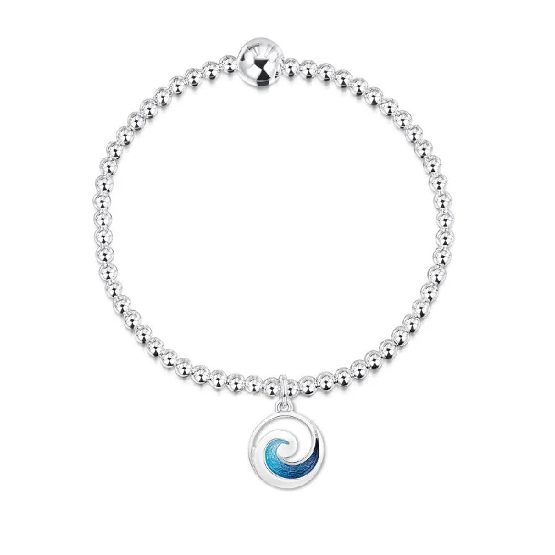 beautiful bangles for casual wear -Pentland Sterling Silver and Enamel Bracelet - EBL00051-PENT