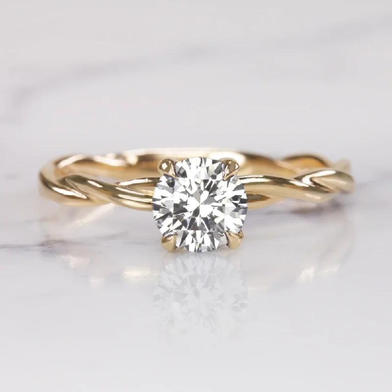 matching engagement rings -0.84c GIA CERTIFIED I VS1 ROUND CUT DIAMOND ENGAGEMENT RING GOLD SOLITAIRE TWIST