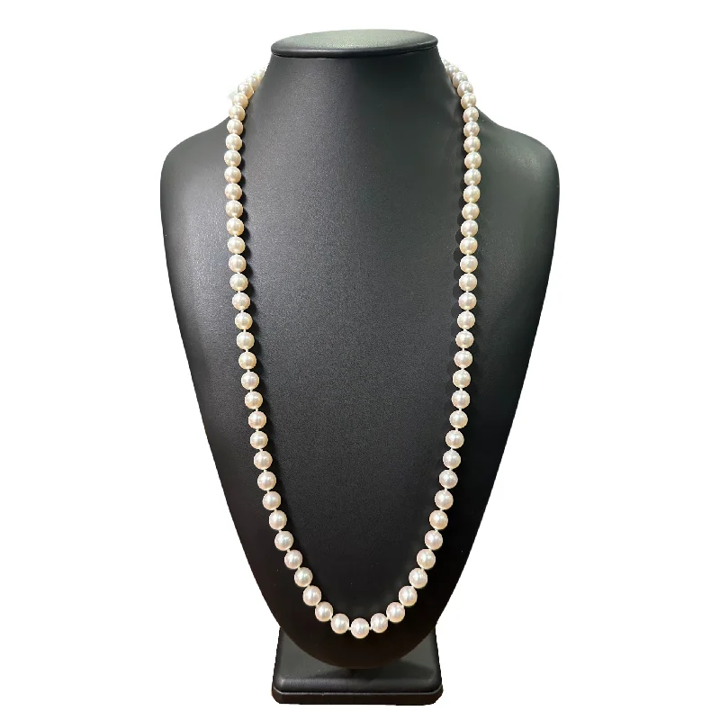 delicate crystal necklaces for women -Estate 8.5 - 9 mm Japanese Akoya Pearl Necklace 31.5" (No Clasp)