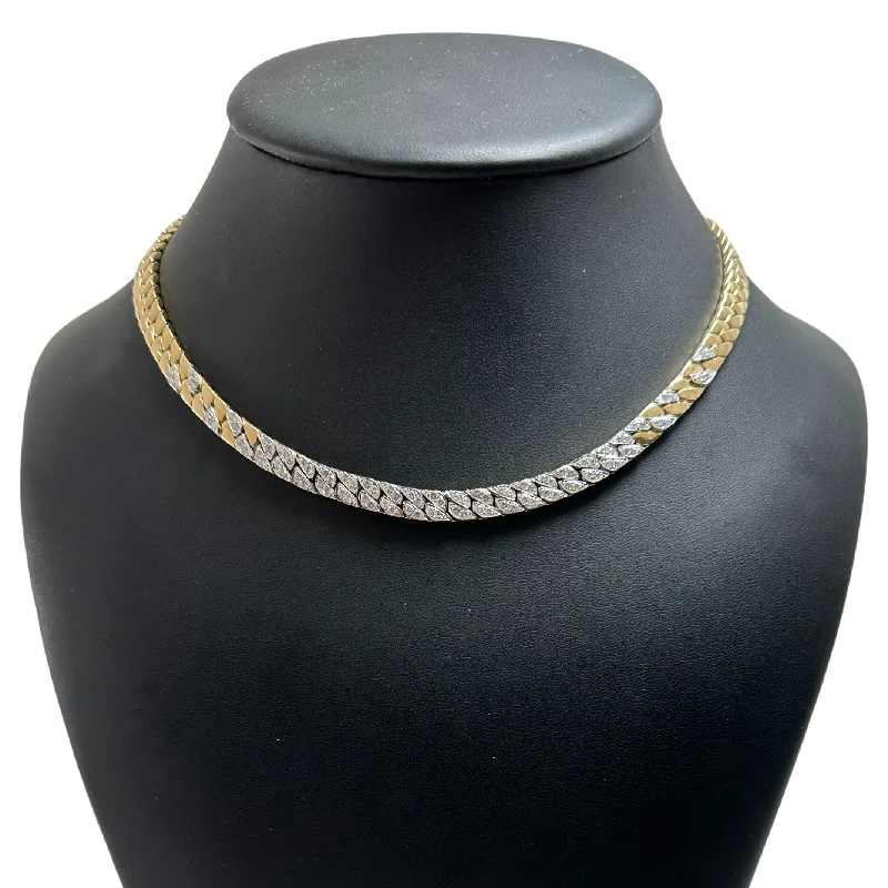 romantic necklaces for women -Vintage Diamond 14k Gold Curb Link Necklace