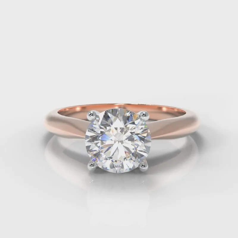 women’s engagement rings with colored stones -Carrée Solitaire Round Brilliant Engagement Ring - Rose Gold