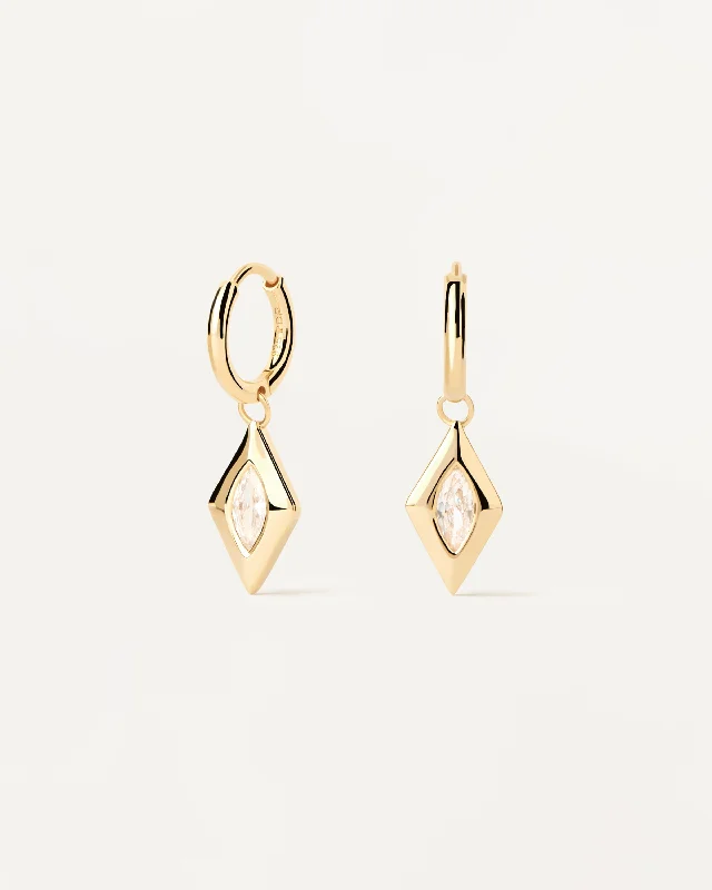 gold dangly earrings for women -Kate Drop Hoops