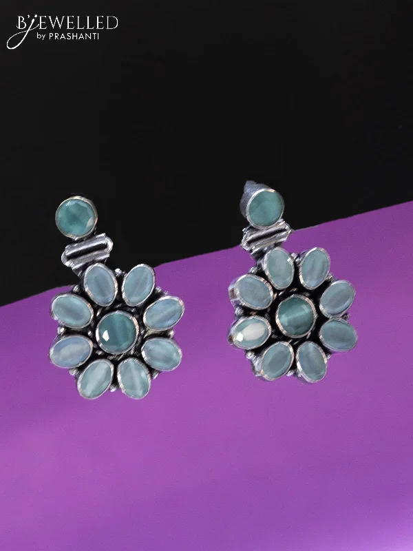 unique earrings for women -Oxidised earrings with mint green stones