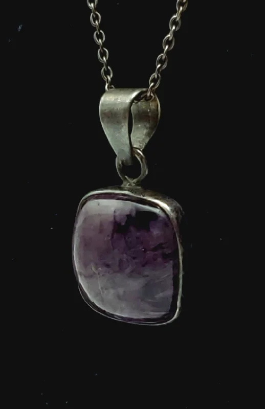 cute necklaces for women -Charoite Sterling Silver Pendant on Sterling Silver Chain Necklace - 20"