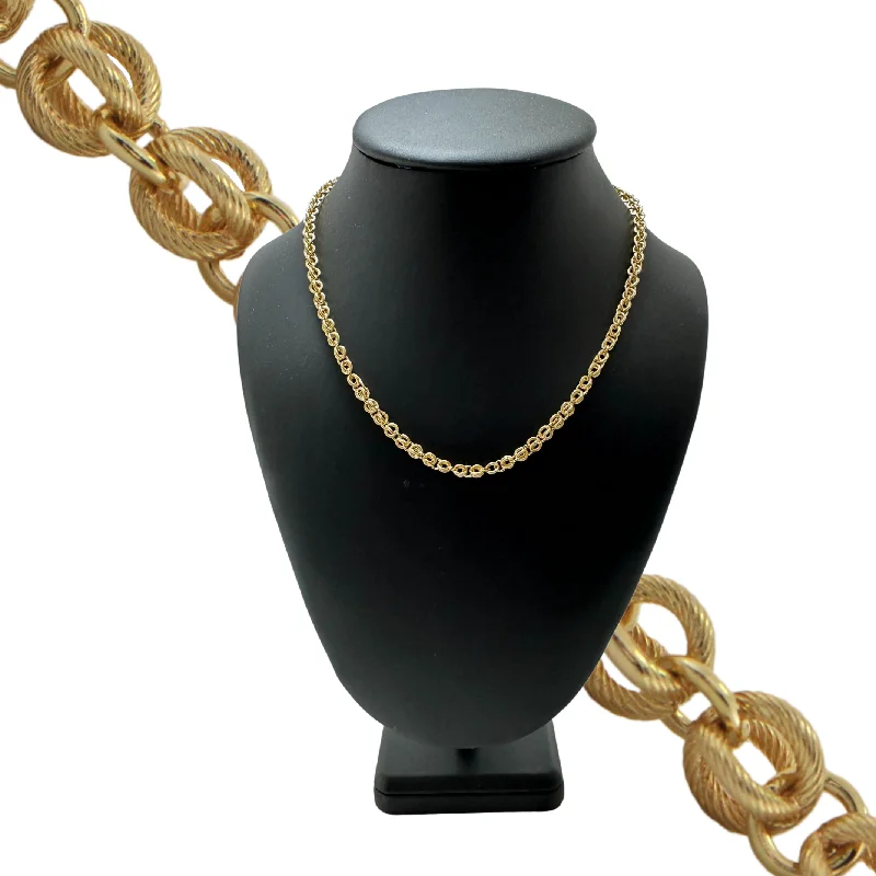 layered necklaces for women -Vintage 18k Gold Round Twisted Cable Link 17 3/4" Necklace