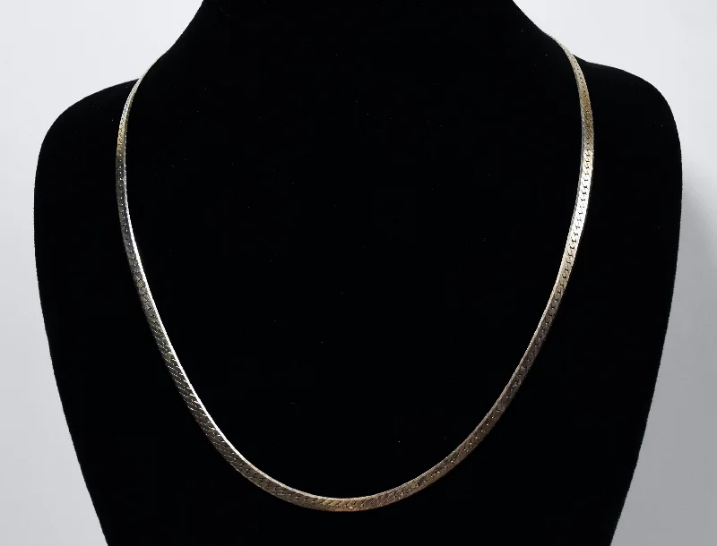 adjustable necklaces for women -Sterling Silver Herringbone Chain Necklace - 20"