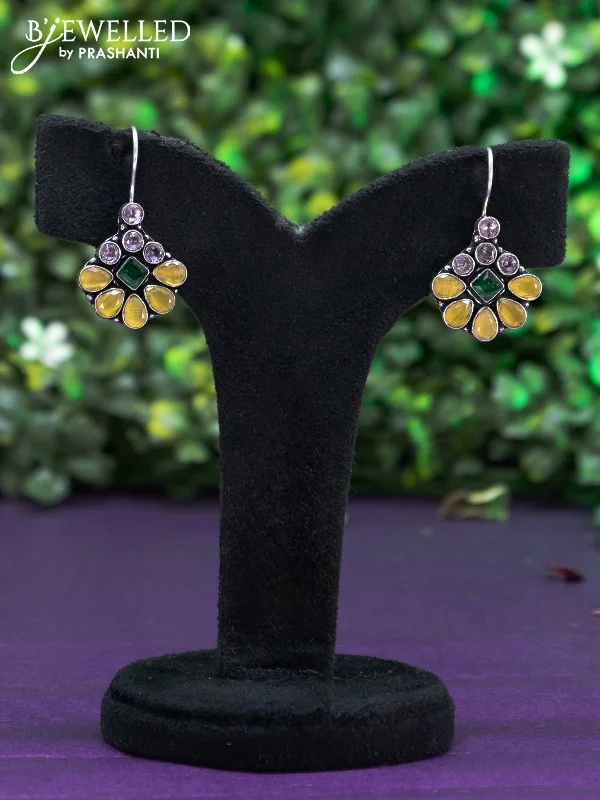 statement earrings for women -Oxidised hanging type earring with multi colour stones