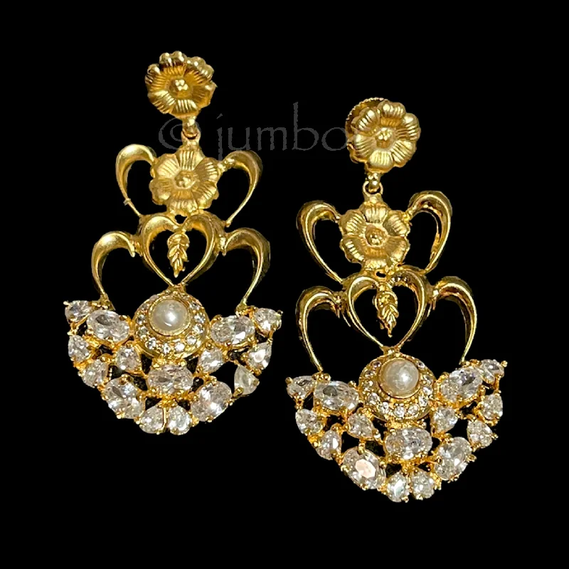 women’s custom earrings -Amrapali style AD Zircon (CZ) White Stone Earring