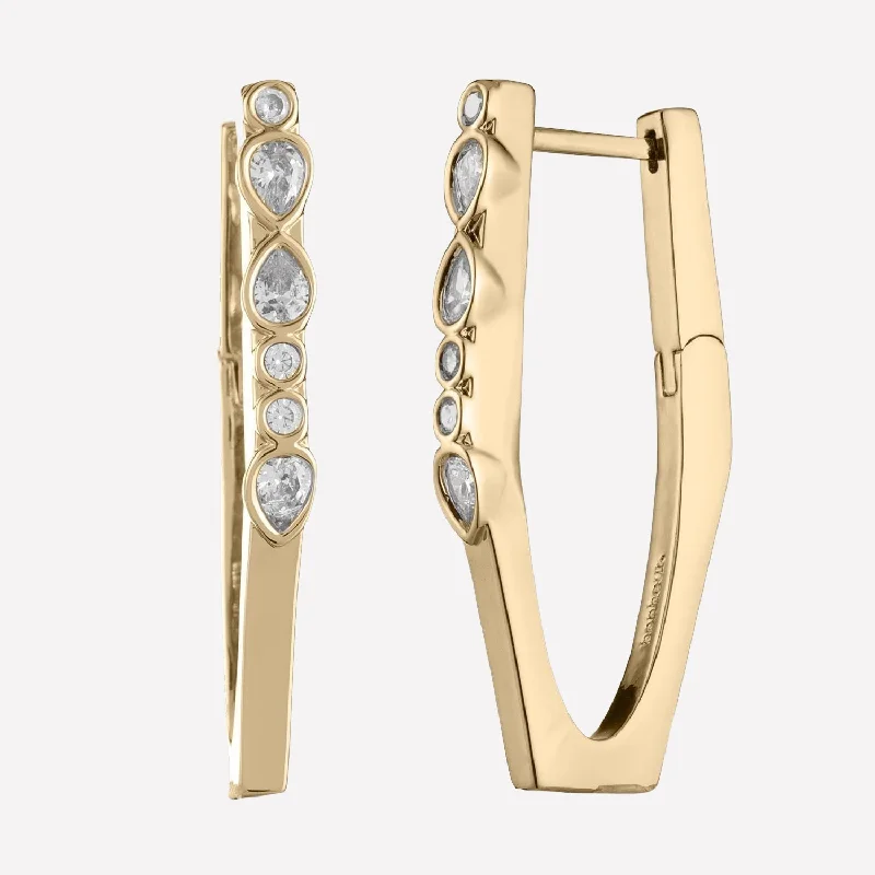 classic dangly earrings for women -Mael Hoop Earrings with Crystals