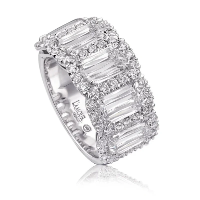 Christopher Designs Crisscut L'Amour Oval Lab Grown Diamond Halo Ring in White Gold (2 Ctw)