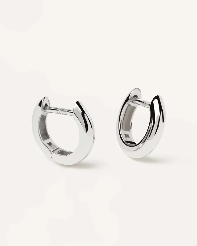 pearl earrings for women -White Gold Bold Mini Hoops