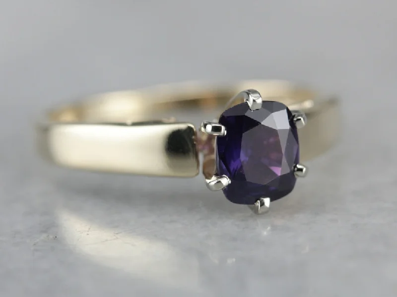 Purple Sapphire Solitaire Engagment Ring