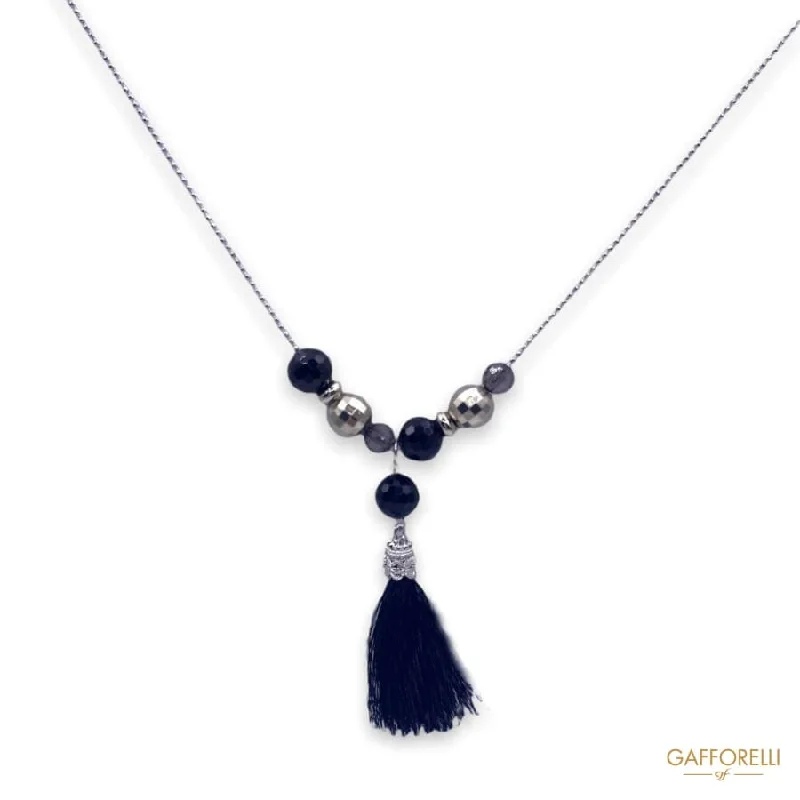 gemstone necklaces for women -Necklace with Beads and Black Tassel C284 - Gafforelli Srl