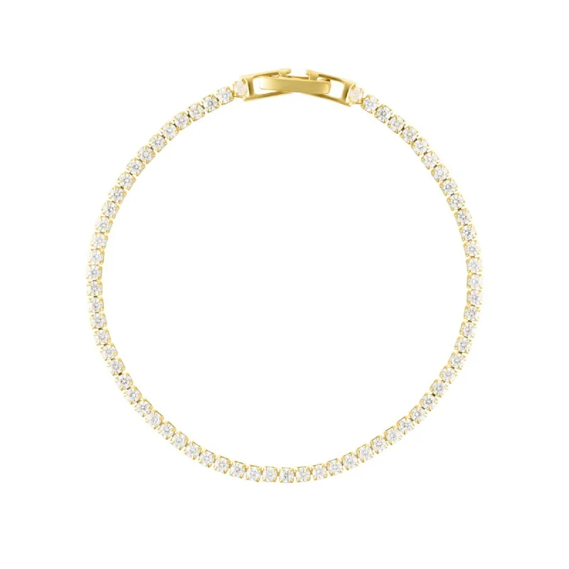 stackable diamond rings -14k Gold Plated 7" Micro Tennis Bracelet