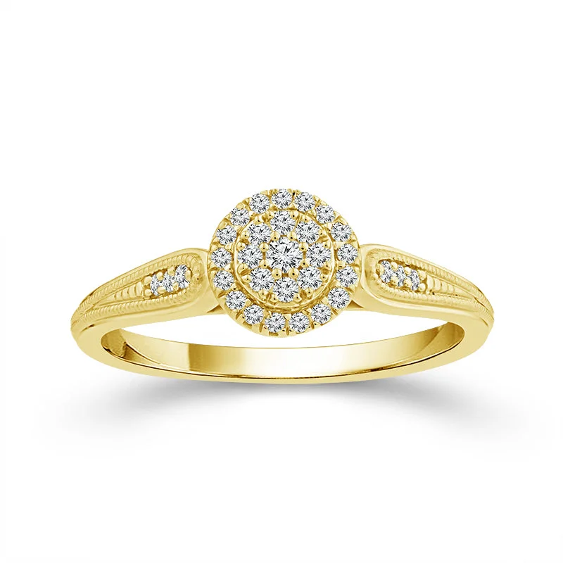 1/6 Ctw Round Multi Stone Diamond Promise Ring in 10 Karat Yellow Gold