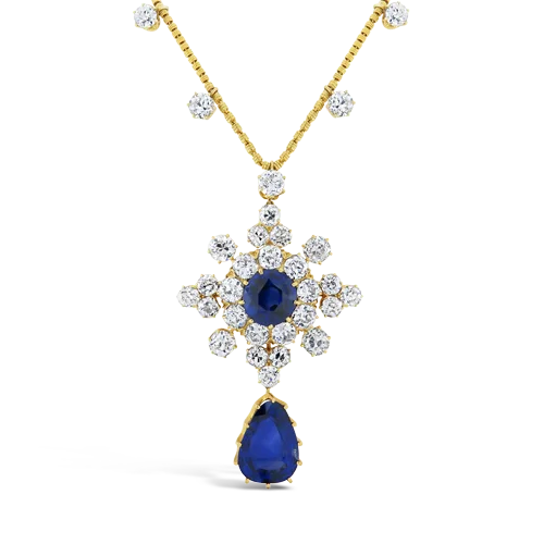 statement necklaces for women -Sapphire & Diamond Tiffany Estate Necklace