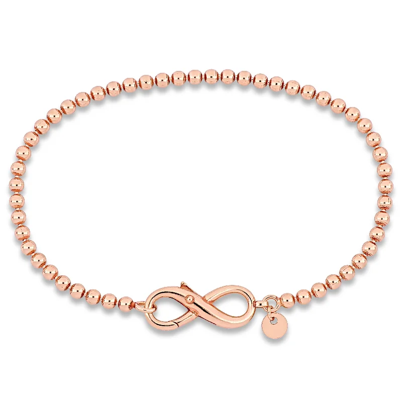 custom rings for women -Mimi & Max Pink Bead Link Bracelet w/Infinity Clasp in Rose Silver - 7.5 in.