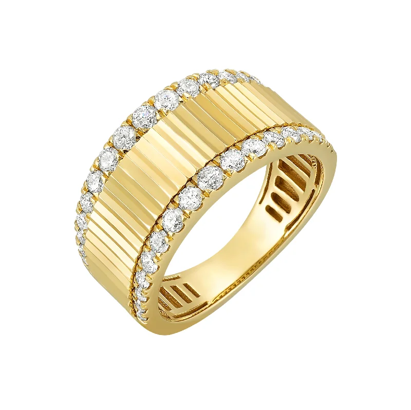 5/8 Ctw Ridged Diamond Fashion Band in 14 Karat Yellow Gold