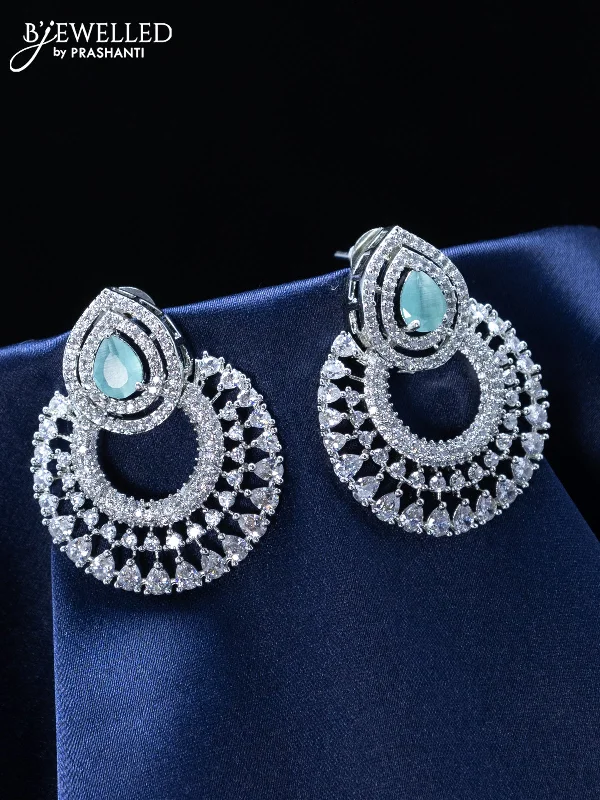 stud earrings for women -Zircon earrings with mint green and cz stones