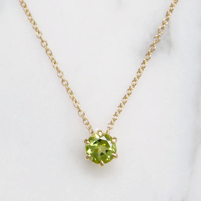 wedding necklaces for women -Summery Peridot & Gold Solitaire Necklace by 720