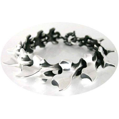 modern rings for women -Vertebrae Mens Silver Bracelet