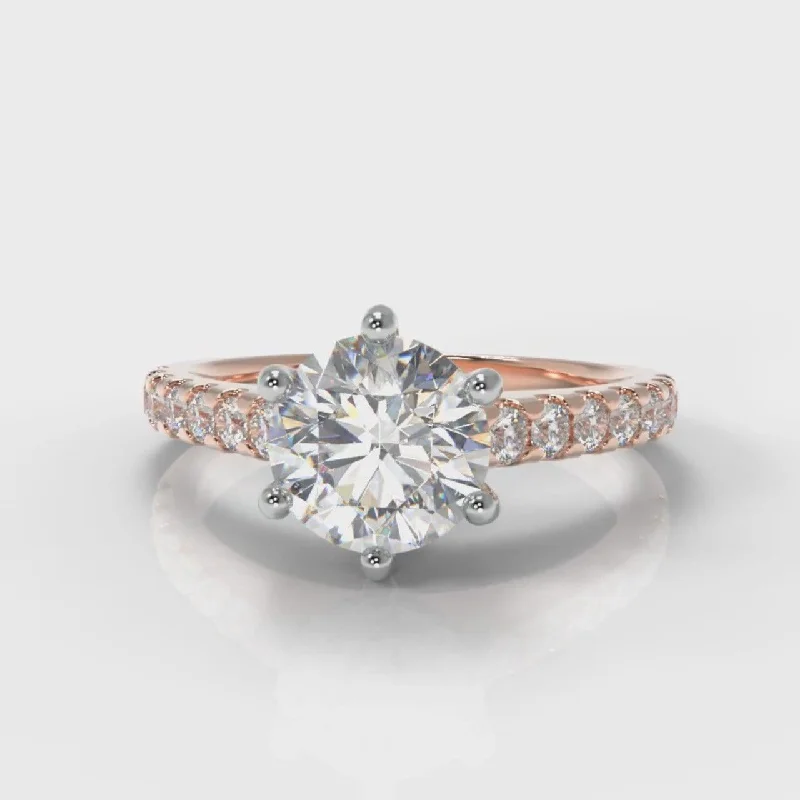 fancy colored diamond engagement rings -Star Micropavé Round Brilliant Diamond Engagement Ring - Rose Gold