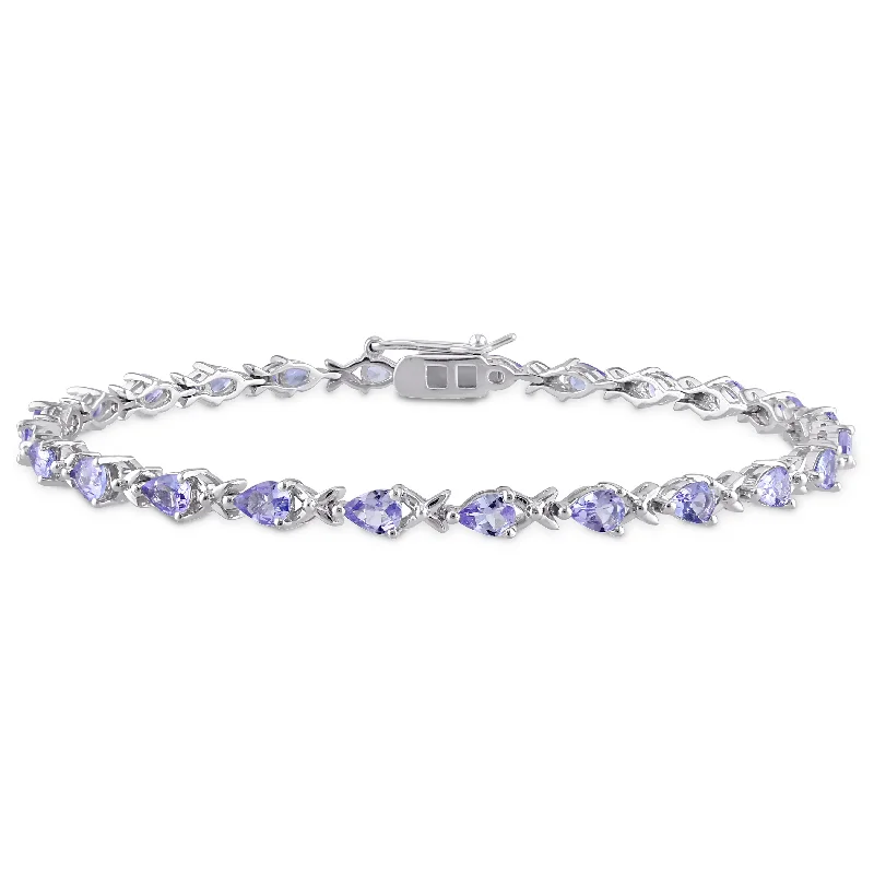 custom bangles with initials -Mimi & Max 4 1/3ct TGW Tanzanite X-Link Bracelet in Sterling Silver