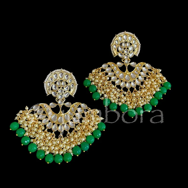 luxury earrings for women -Royal Kundan Earrings with  Cluster Pearls