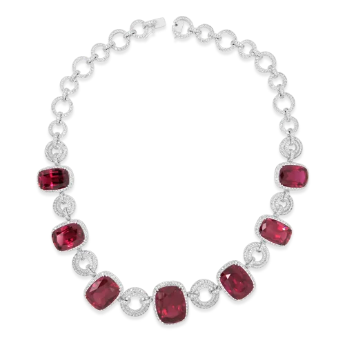 creative design necklaces for women -Rubellite & Diamond Necklace