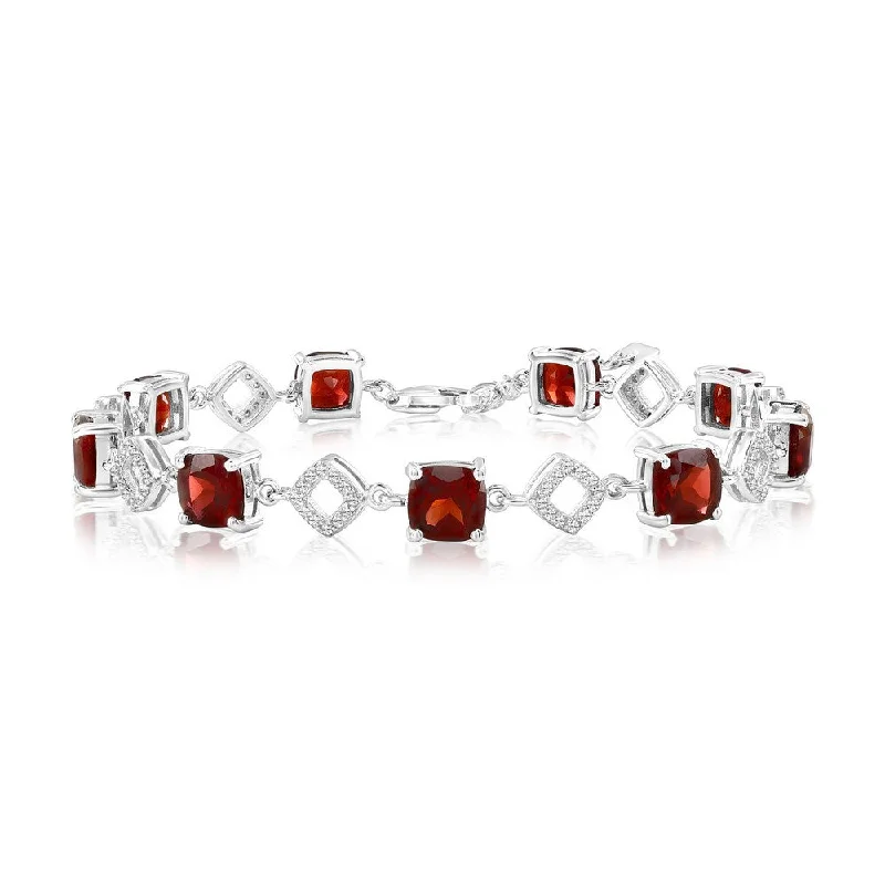 classic engagement rings -Sterling Silver, Square Gemstone Bracelet