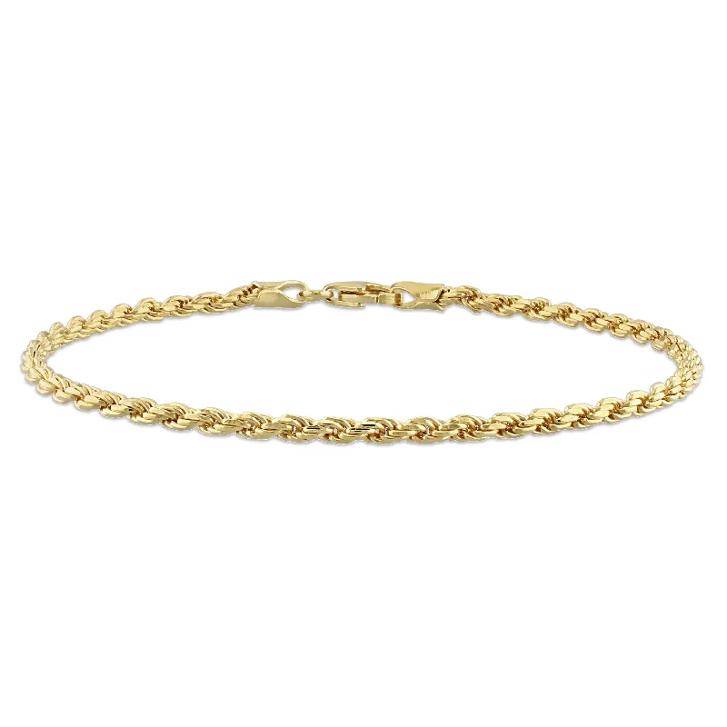 dainty bracelets for women -Mimi & Max 2.2mm Rope Chain Bracelet in Yellow Plated Sterling Silver - 7.5 in