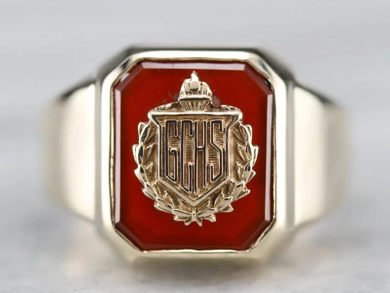 Vintage Carnelian "GCHS" Class Ring