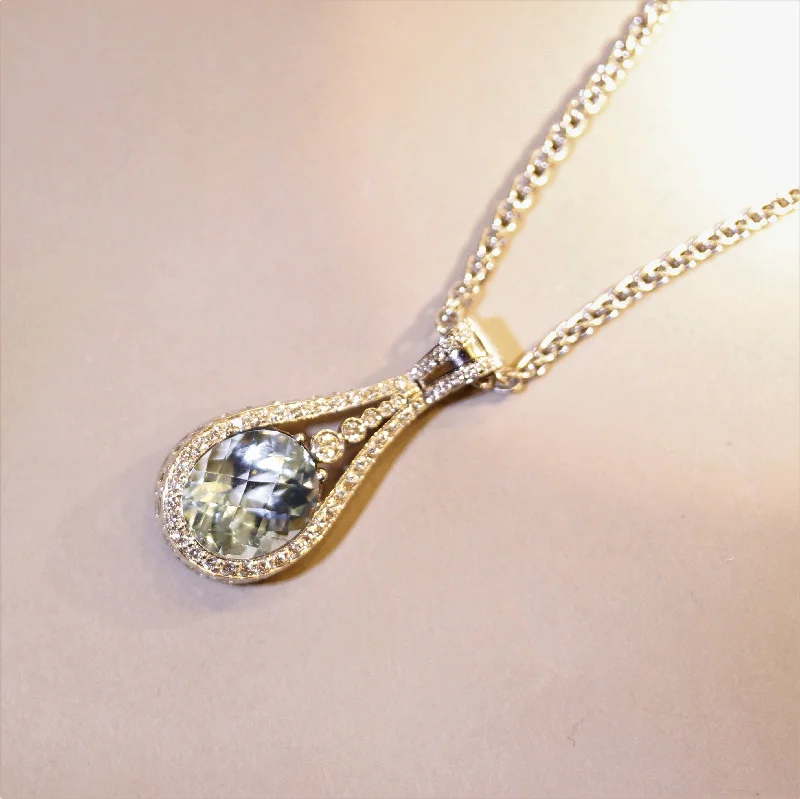 heart-shaped pendant necklaces for women -Aquamarine Diamond Gold Pendant