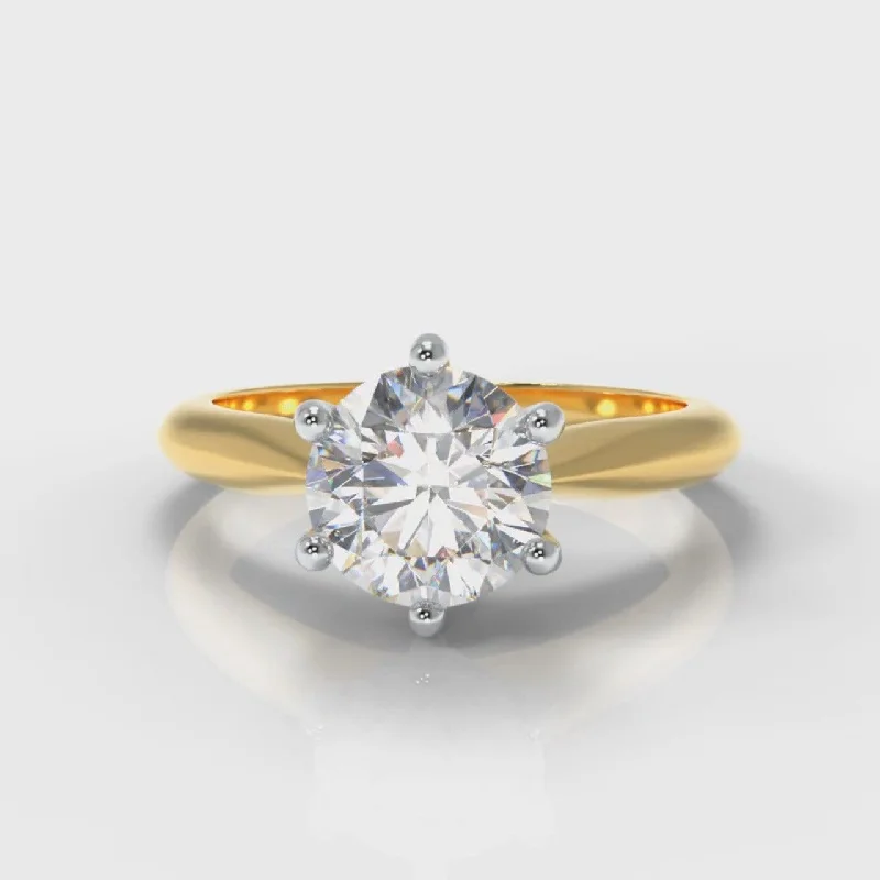 women’s custom designed engagement rings -Star Solitaire Round Brilliant Diamond Engagement Ring - Yellow Gold