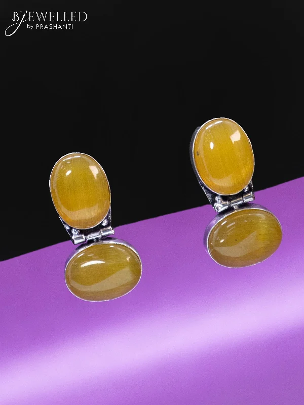 cubic zirconia earrings for women -Oxidised earrings with yellow stones