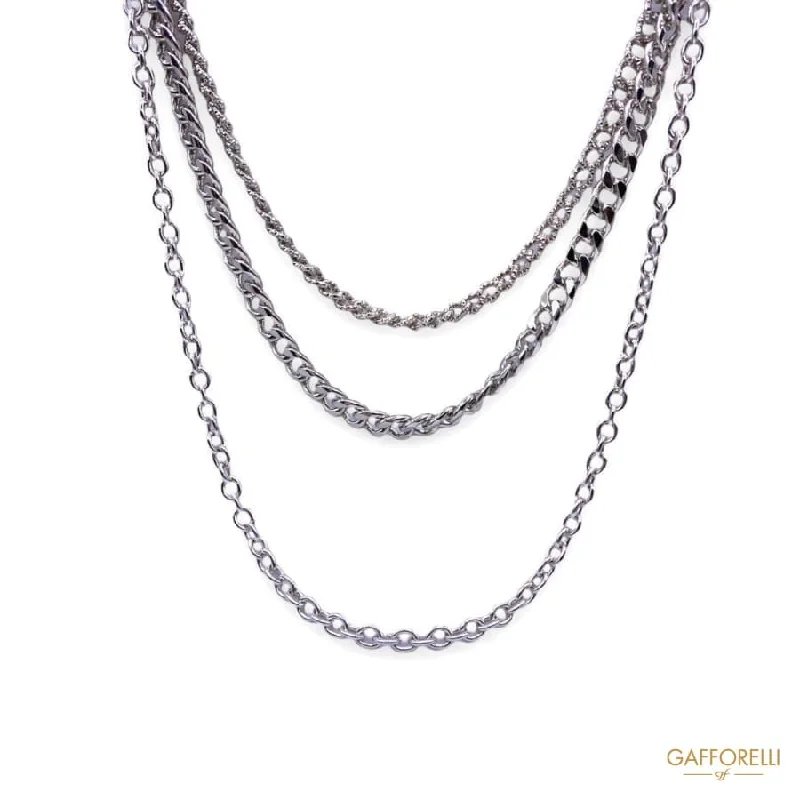 sophisticated necklaces for women -Necklace with Three Types of Chains C286 - Gafforelli Srl