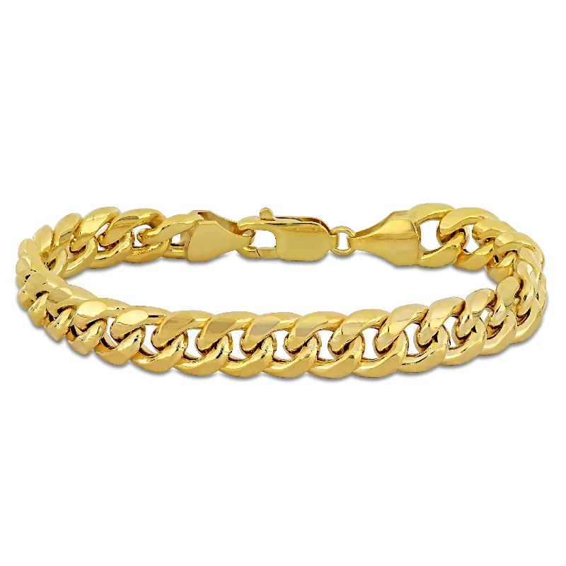 designer engagement rings for women -Mimi & Max 9.25mm Miami Cuban Link Chain Bracelet in 10k Yellow Gold, 7.5 in