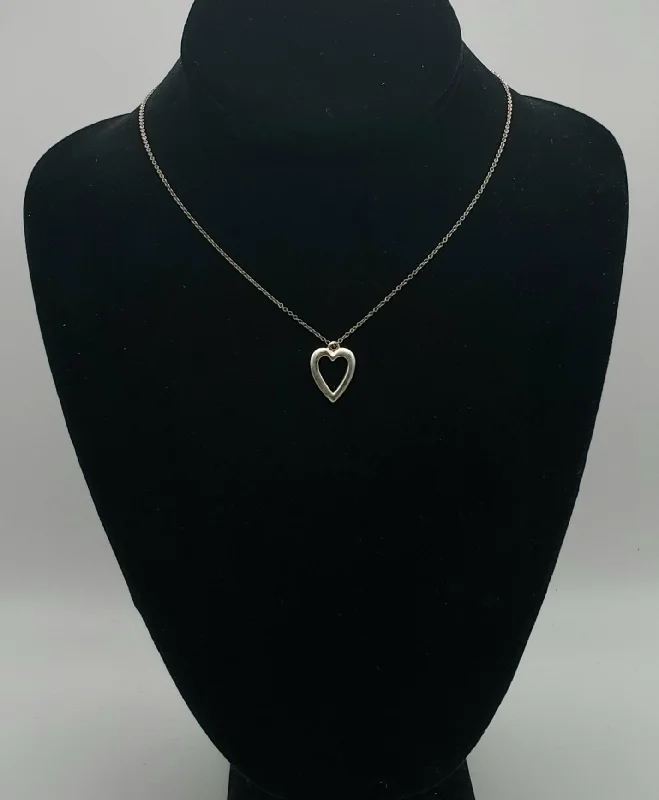 symbolic necklaces for women -Vintage Heart Pendant on Sterling Silver Chain Necklace (BROKEN CHAIN) - 17"