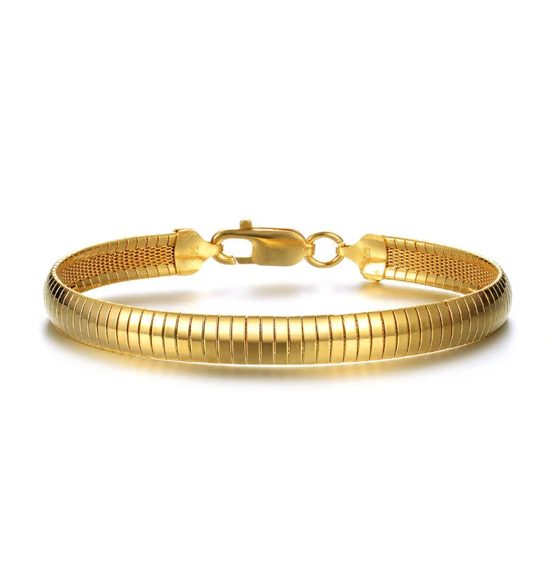 luxury bridal rings -Sterling Silver 14K Gold Plated Omega Bracelet-Unisex