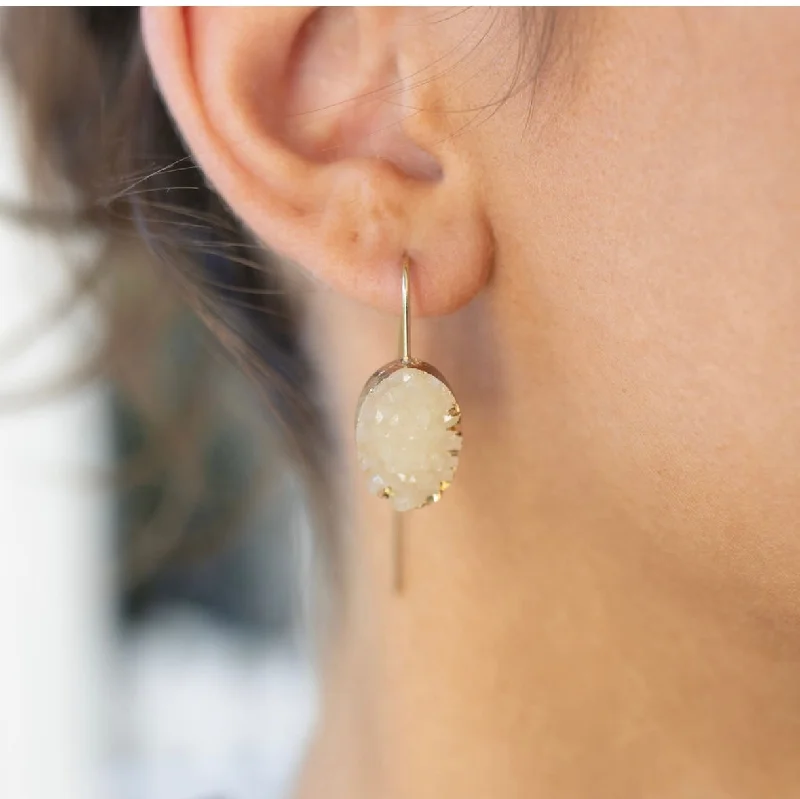 women’s vintage earrings -Ice Druzy Quartz Earrings