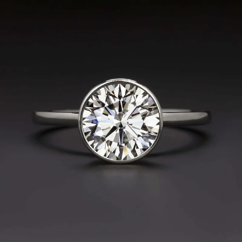 floral engagement rings -2ct GIA CERTIFIED EXCELLENT CUT DIAMOND ENGAGEMENT RING K SI2 BEZEL SOLITAIRE