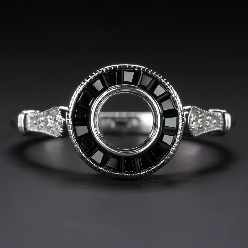 platinum diamond engagement rings -NATURAL ONYX DIAMOND ART DECO ENGAGEMENT RING SETTING VINTAGE STYLE TARGET