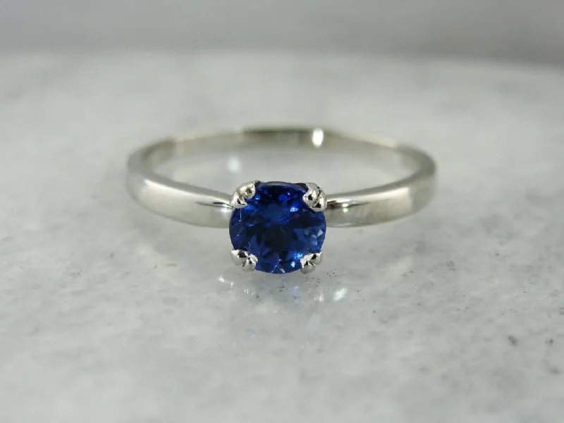 engagement rings with birthstones -Sapphire Solitaire Platinum Engagement Ring