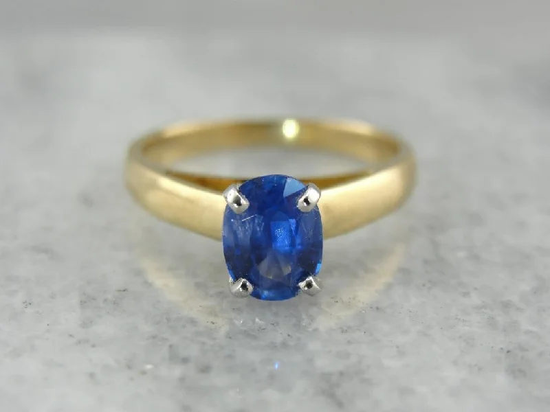 High Set Sapphire Solitaire