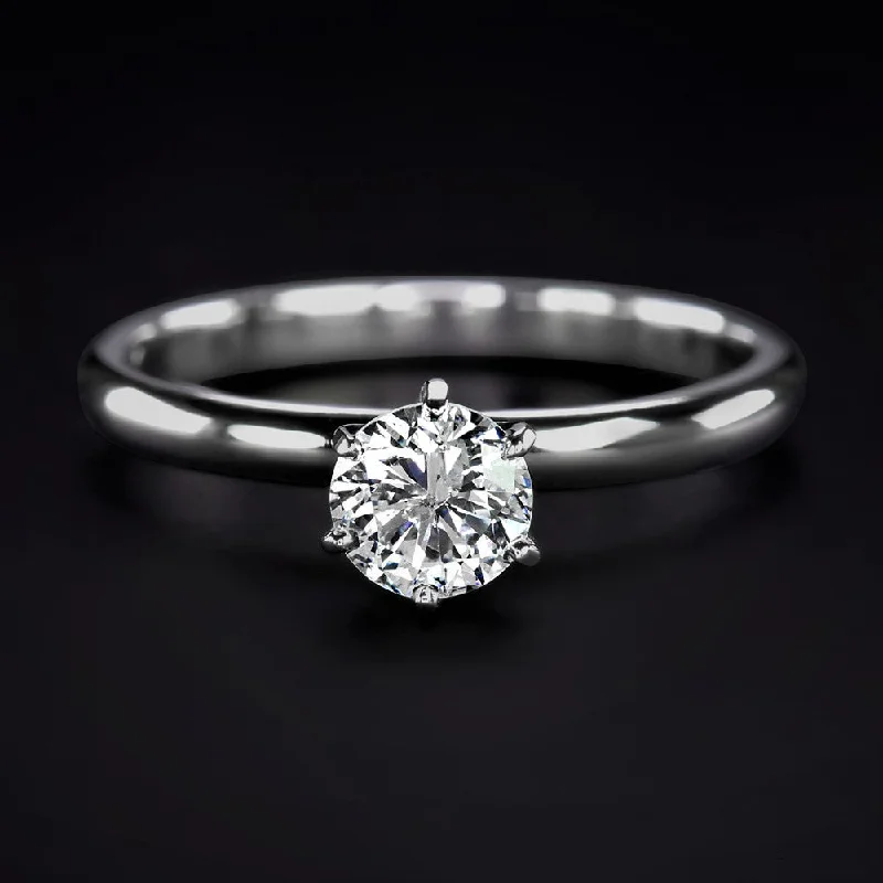 silver engagement rings -NATURAL DIAMOND ENGAGEMENT RING 1/2ct ROUND BRILLIANT CUT SOLITAIRE WHITE GOLD