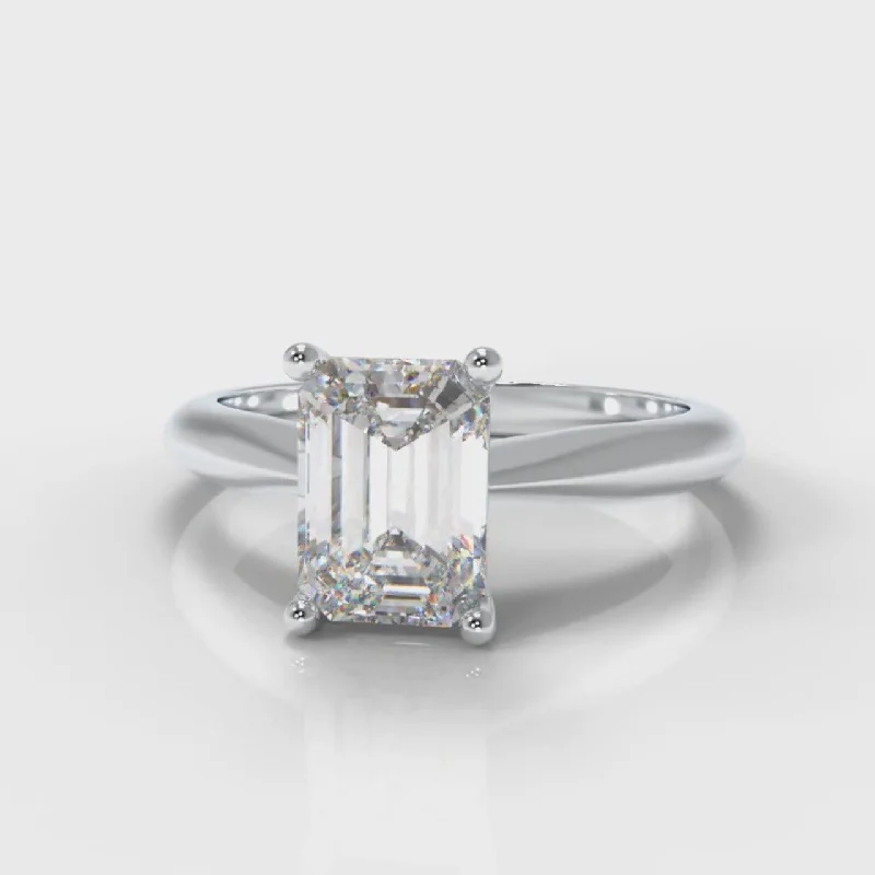 custom sapphire engagement rings -Carrée Solitaire Emerald Cut Diamond Engagement Ring